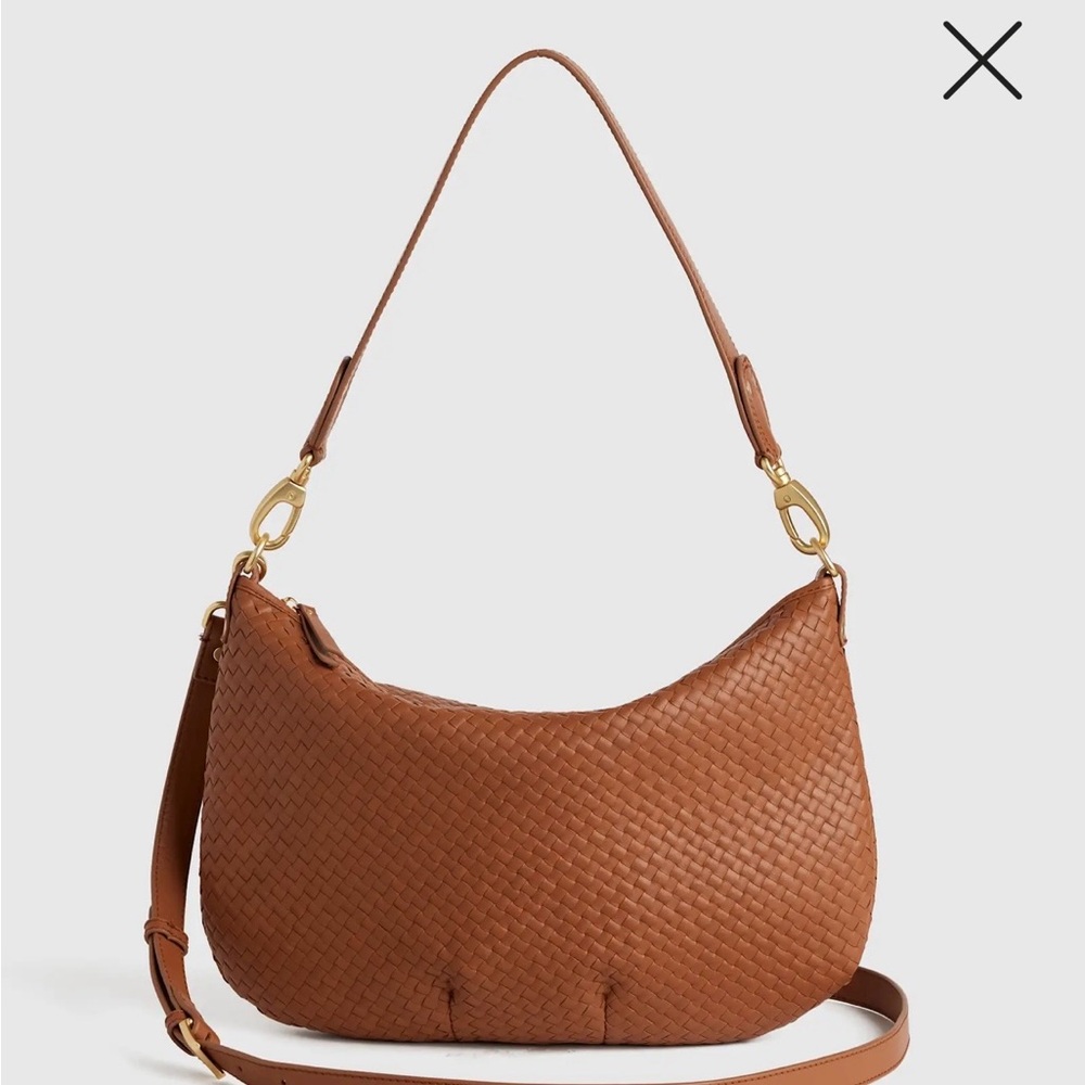 Quince Woven Crossbody Bag in Cognac Brown - Picture 5 of 6